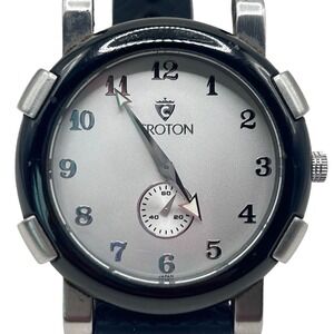 Croton Men's Watch CN307089 Silver Dial Black Silicone Strap Japan Movt 5ATM